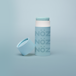 Front view of blue Noz sunscreen for body and for face